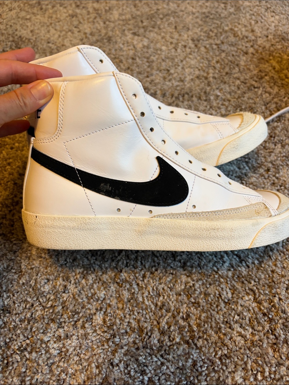 Nike Kids White High-Top Sneakers with Black Swoosh
